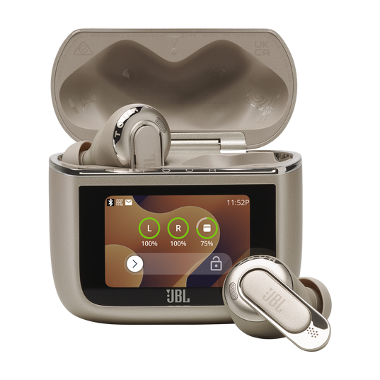 JBL Tour Pro 3 - Latte - True Wireless Noise Cancelling earbuds with Smart Charging Case&trade; - Hero